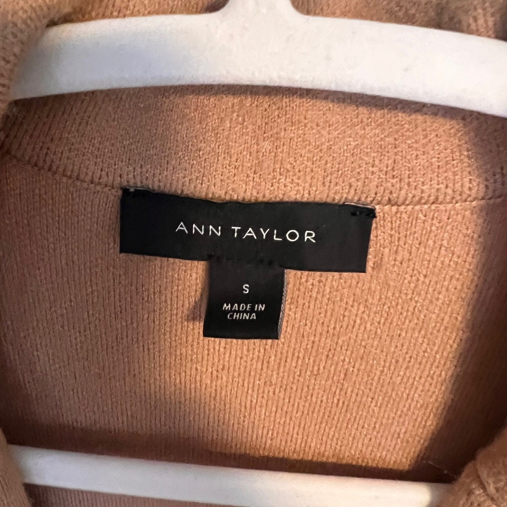 Ann Taylor Womens Camel Knit Blazer Coatigan Tan Size S Pockets Professional - Picture 6 of 6